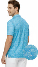 Load image into Gallery viewer, LA LEELA Fish Blue Mens Golf Polo Shirt P10351