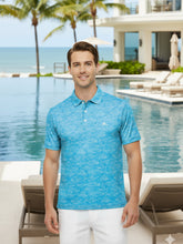 Load image into Gallery viewer, LA LEELA Fish Blue Mens Golf Polo Shirt P10351