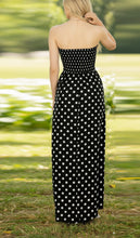 Load image into Gallery viewer, LA LEELA Women's Beach Summer Casual Evening Maxi Slit Tube Dress Strapless Dresses for Women One Size Black, Polka Dots P10363