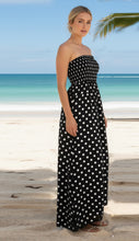 Load image into Gallery viewer, LA LEELA Women's Beach Summer Casual Evening Maxi Slit Tube Dress Strapless Dresses for Women One Size Black, Polka Dots P10363