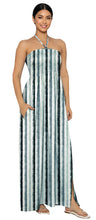 Load image into Gallery viewer, LA LEELA Women's Beach Summer Casual Evening Maxi Slit Tube Dress Strapless Dresses for Women One Size Grey, Stripes P10365