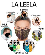 Load image into Gallery viewer, LA LEELA Plaid Print Face Cover Cotton Mouth Anti Dust Mask Reusable Washable Man Woman Unisex Multi_V764 - 914050