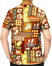 Cargar imagen en el visor de la galería, LA LEELA Hawaiian Shirt for Men Short Sleeve Front-Pocket Beach Caribbean Grey Grey