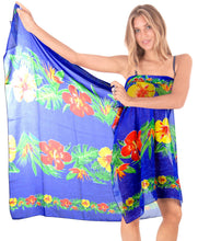 Load image into Gallery viewer, LA LEELA Women&#39;s Full Maxi Plus Size Sarong Swimsuit Cover Up 72&quot;x42&quot; Blue_U594