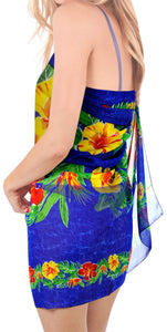 LA LEELA Women's Full Maxi Plus Size Sarong Swimsuit Cover Up 72"x42" Blue_U594