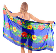 Load image into Gallery viewer, LA LEELA Women&#39;s Full Maxi Plus Size Sarong Swimsuit Cover Up 72&quot;x42&quot; Blue_U594