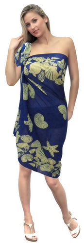 LA LEELA Women Pareo Beach Swimwear Wrap Bikini Sarong Skirt One Size N_Blue_U573