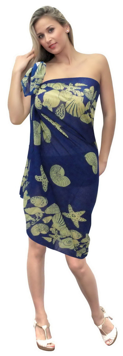 LA LEELA Women Pareo Beach Swimwear Wrap Bikini Sarong Skirt One Size N_Blue_U573