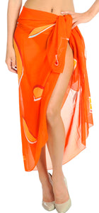 LA LEELA Women's Pareo Beach Swimwear Wrap Bikini Sarong 72"x42" Orange_T615