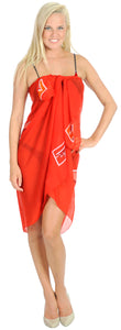 LA LEELA Women's Pareo Canga Sarong Skirt Swimwear Cover Up One Size Red_T613