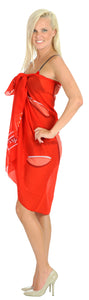 LA LEELA Women's Pareo Canga Sarong Skirt Swimwear Cover Up One Size Red_T613
