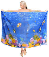 Load image into Gallery viewer, LA LEELA Women&#39;s Swimsuit Cover Up Beach Sarong Wrap Skirt 72&quot;x42&quot; Blue_R534