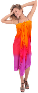 La Leela Women's Hawaiian Bikini Beach Wrap Sheer Sarong Swimming Bathing suit Beachwear Swim Dress Pareo Cover up Long 78"X42"  Orange 102236
