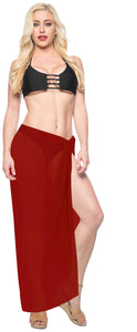 La Leela Women's Bikini Beach Wrap Hawaiian Sarong Swimming Suit Bathing Pareo Beachwear Dress Cover up Long 68"x42" Red 103206