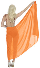 Load image into Gallery viewer, la-leela-womens-bikini-beach-wrap-hawaiian-sarong-swimming-suit-bathing-pareo-beachwear-dress-cover-up-long-68x42-orange-103212
