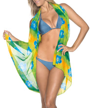 Load image into Gallery viewer, La Leela Women&#39;s Hawaiian Bikini Beach Wrap Sheer Sarong Swimming Bathing suit Beachwear Swim Dress Pareo Cover up Long 78&quot;X42&quot;  Green 104150