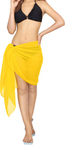 LA LEELA Women's Sheer Beach Bikini Wrap Chiffon Sarong Swimwear Coverups for Women Skirt One Size Yellow, Solid