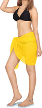 Load image into Gallery viewer, LA LEELA Women&#39;s Sheer Beach Bikini Wrap Chiffon Sarong Swimwear Coverups for Women Skirt One Size Yellow, Solid