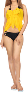 LA LEELA Women's Sheer Beach Bikini Wrap Chiffon Sarong Swimwear Coverups for Women Skirt One Size Yellow, Solid