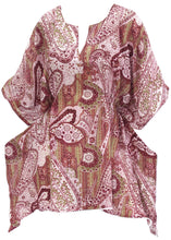 Load image into Gallery viewer, La Leela Soft Chiffon Paisley Printed Beach Swim Tube Cover-ups Caftan Maroon