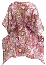 Load image into Gallery viewer, La Leela Soft Chiffon Paisley Printed Beach Swim Tube Cover-ups Caftan Maroon