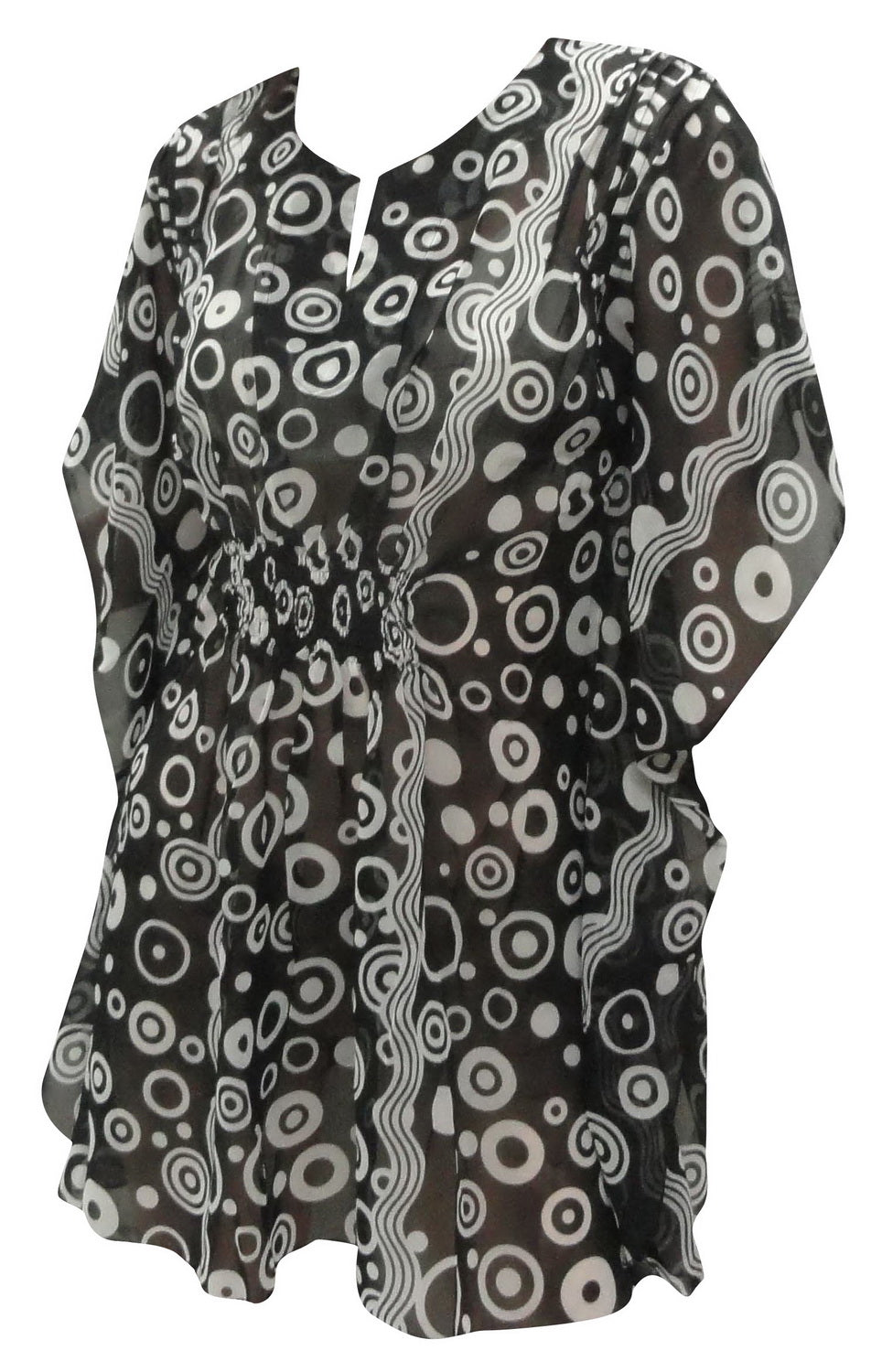 LA LEELA Women's Casual Chiffon Blouse Sweet Heart Neck 3/4 Sleeve Top Shirts US 8-14 Black_C478