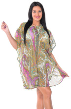 Load image into Gallery viewer, LA LEELA Womenâ€™s Bohemian Shirt Tunic Tops Blouse Beach Bikini Coverup US 8-14 Multicolor_C466
