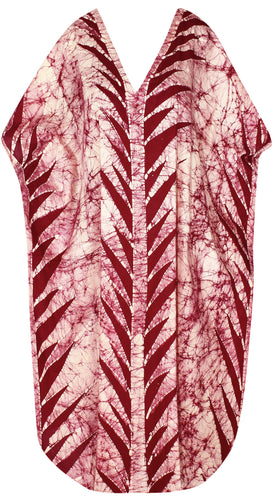 la-leela-cotton-batik-womens-kaftan-kimono-summer-beachwear-cover-up-dress-Maroon