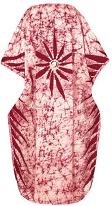 LA LEELA Cotton Batik Printed Women's Kaftan Kimono Summer Beachwear Cover up Dress  Maroon_X895
