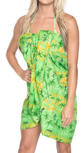 LA LEELA Women's Beach Swimsuit Sarong Swimwear Cover Up Tie One Size Green_R888