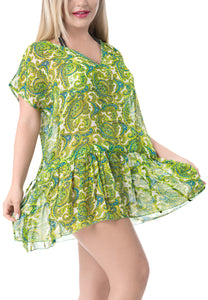 LA LEELA Women's Swimsuit Swimwear Cover Up  Dress US 14-18 Green_Q706