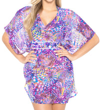 Load image into Gallery viewer, LA LEELA Short Sleeve Dresses for Women Casual Summer V Neck Tunic Dress US 10-14 Purple_Q662