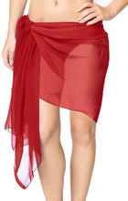 Load image into Gallery viewer, la-leela-sheer-chiffon-nightwear-pareo-lungi-women-sarong-solid-75x21-red_244-red_p507