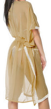 Load image into Gallery viewer, Ladies Sheer Chiffon Brown Lace Work Beach Swimsuit TOP Cover up Caftan Dress