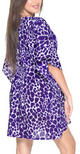 Load image into Gallery viewer, La Leela SOFT Likre Elasticated TUNIC Swimwear Short Beach Dress Cover up Purple