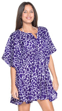 Load image into Gallery viewer, La Leela SOFT Likre Elasticated TUNIC Swimwear Short Beach Dress Cover up Purple