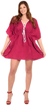 Load image into Gallery viewer, La Leela Rayon Deep V Neck Solid Dark Beach Stretchy Tunic Cover Up Women Pink