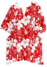 Load image into Gallery viewer, La Leela Floral Print Beach Swim Caftan PLUS Cover up Christmas Gift Red WOMEN
