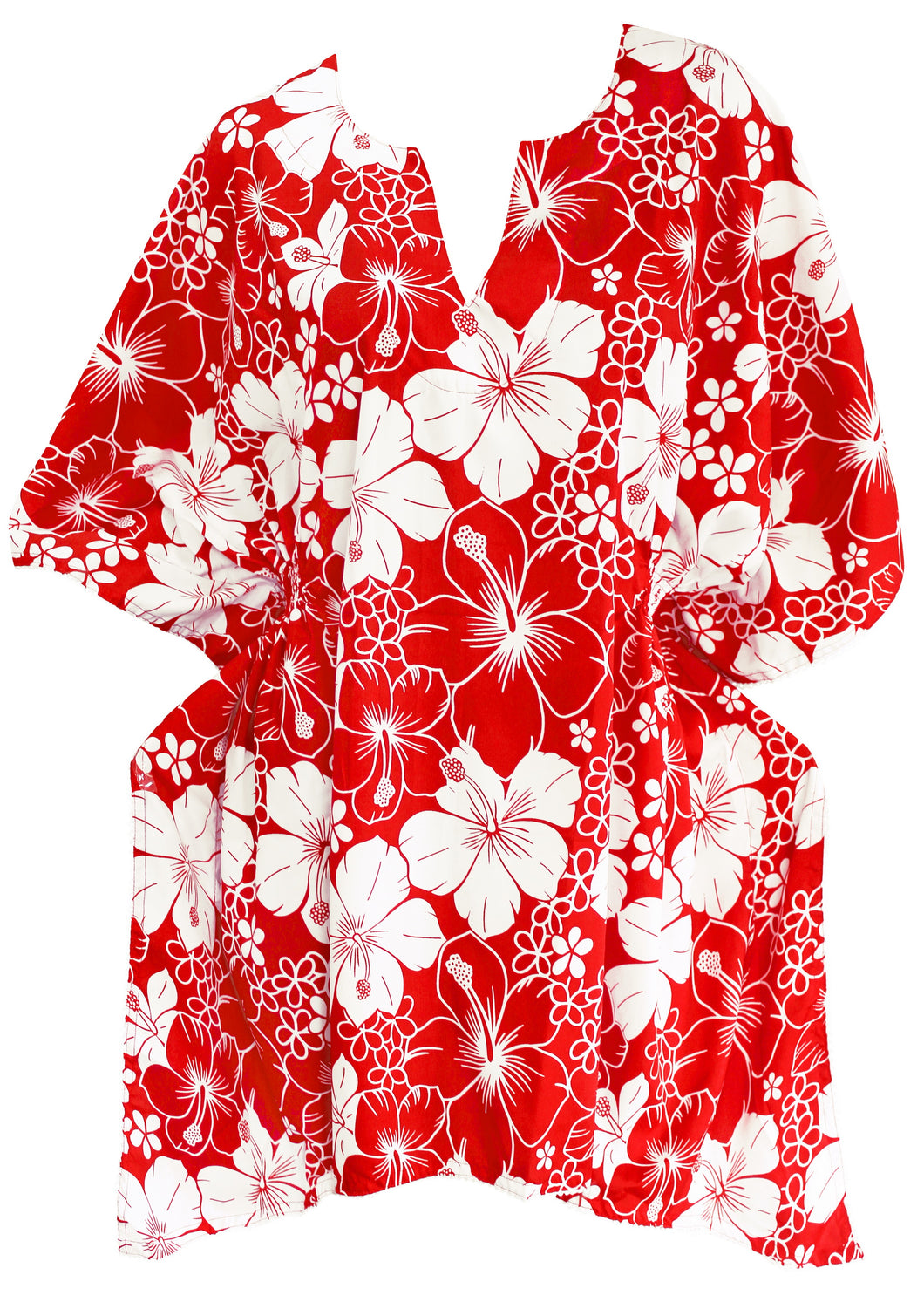 La Leela Floral Print Beach Swim Caftan PLUS Cover up Christmas Gift Red WOMEN