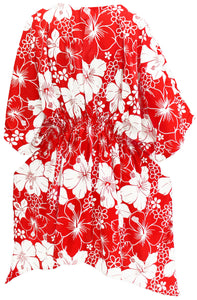 La Leela Floral Print Beach Swim Caftan PLUS Cover up Christmas Gift Red WOMEN