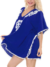 Load image into Gallery viewer, la-leela-bikini-swim-beach-wear-swimsuit-cover-up-women-kimono-dress-embroidered-osfm-16-24-xl-3x-blue_h469