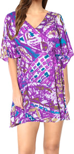La Leela LIKRE Stretchy Conceptual Beach Cover up Bikini Swimsuit Dress Purple