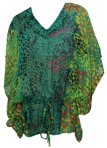 LA LEELA Women's Mini Bikini Beach Swimwear Cover Up Kimono US 8-10 Green_G45