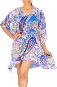 LA LEELA Sleepwear Nightgowns Womens Short Sleeve Nightshirts Comfy Pajama Dress US 8-14 Blue_G3