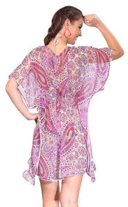 LA LEELA Soft Sleepdress Short Sleeve Women Comfy Sleeping Nights Pajama Dress US 8-14 Purple_G2