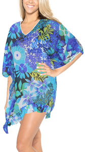 LA LEELA Sleepshirt Short Sleeve Women Nightgowns Soft Nightshirts Sleepwear Dress US 8-14 Blue_F996