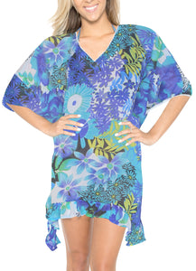 LA LEELA Sleepshirt Short Sleeve Women Nightgowns Soft Nightshirts Sleepwear Dress US 8-14 Blue_F996