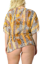 Load image into Gallery viewer, Blouse Chiffon Printed Caftan Short Swimsuit Cover up Orange Swimwear Tank Top