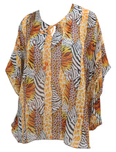 Load image into Gallery viewer, Blouse Chiffon Printed Caftan Short Swimsuit Cover up Orange Swimwear Tank Top