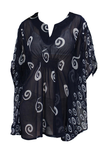 LA LEELA Women Plus Size Swimwear Baggy T-Shirts Sweet Heart Neck Swimwear Bikini Beach Cover up US 8-14 Navy Blue_E990